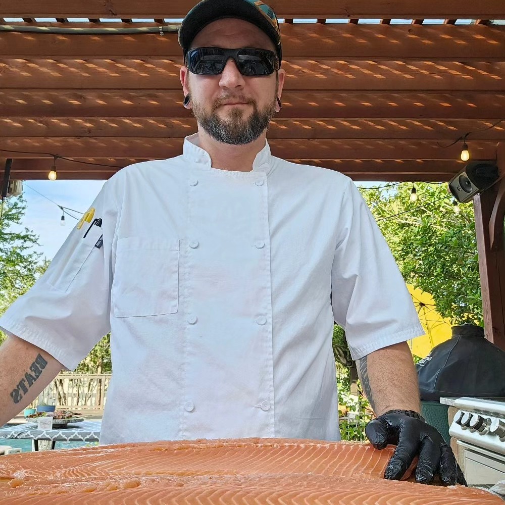 Chef Pete preparing salmon